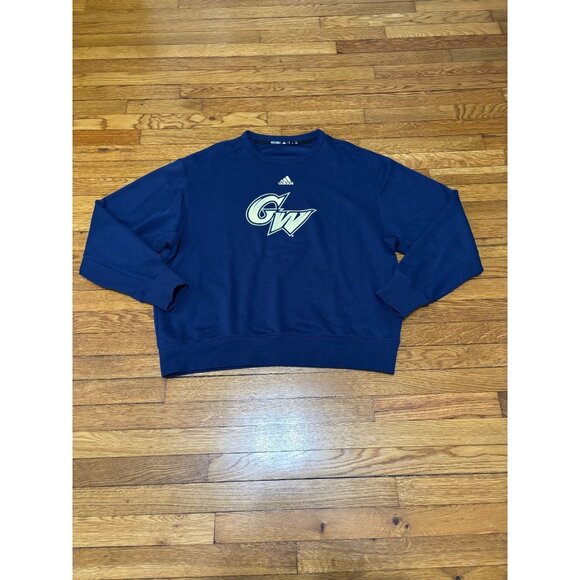 Adidas Mens George Washington Colonials Sweatshirt Size XL Navy Blue Pullover - Picture 1 of 7